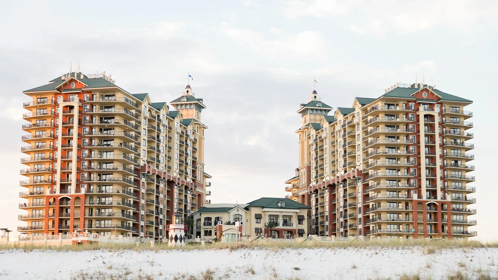Exterior towers of Emerald Grande at HarborWalk Village