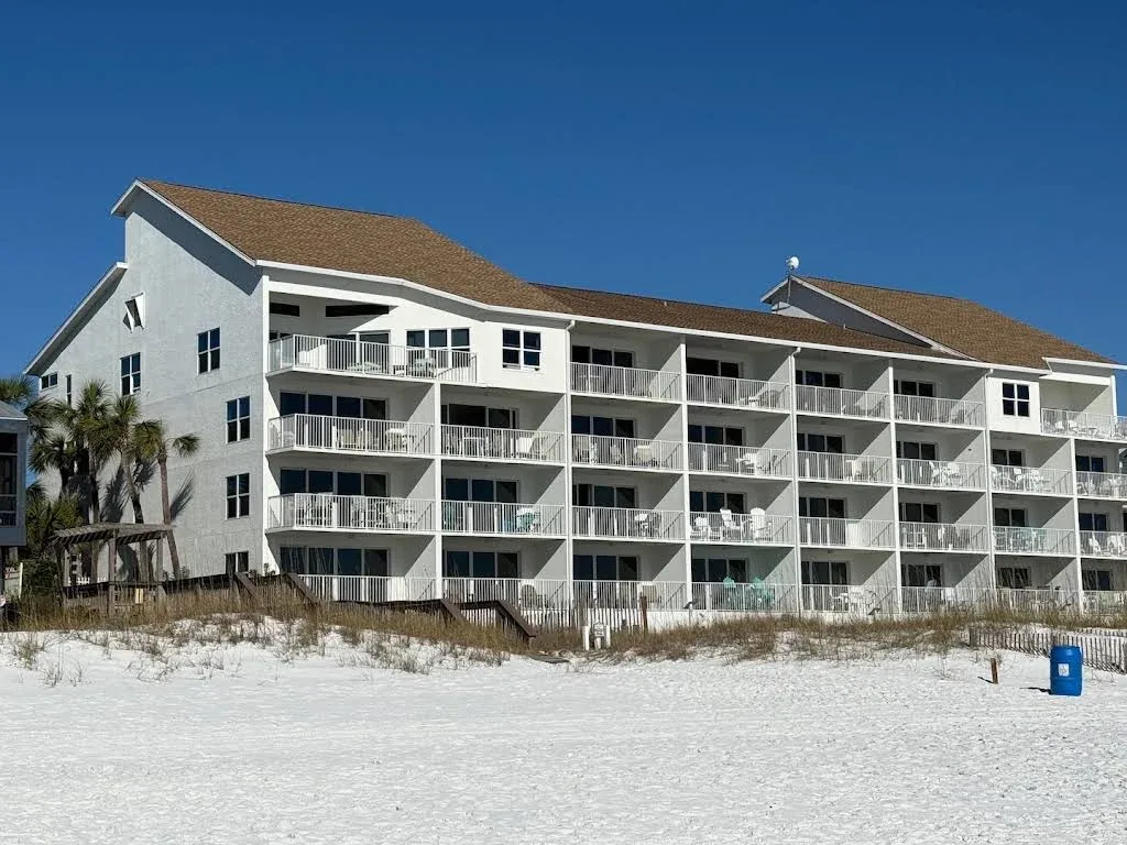 Beachfront exterior of Sea Oats Motel in Destin