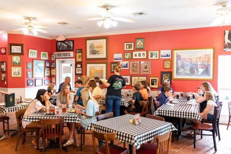 Dining room at Angelina’s Pizzeria & Pasta in Seagrove Beach.